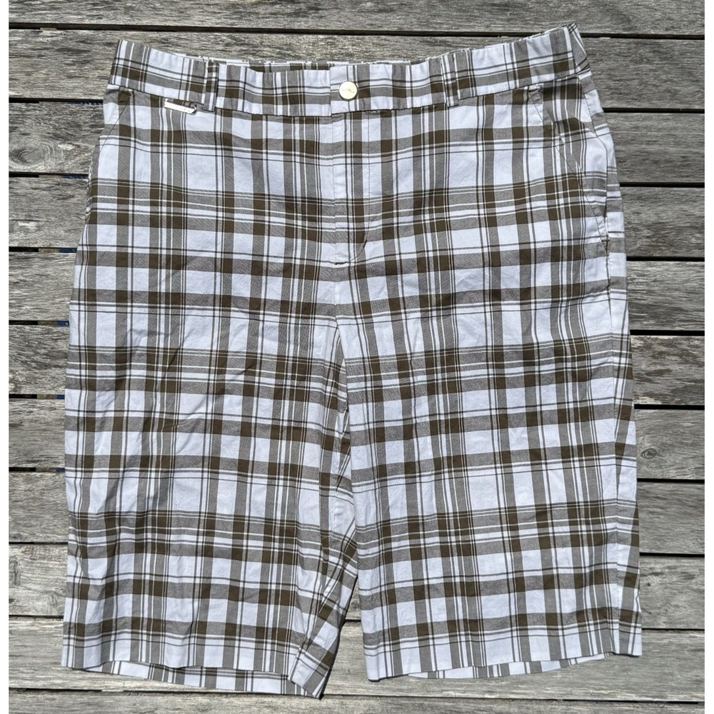Lauren Ralph Lauren Active Womens Brown Plaid Bermuda Shorts Size 10